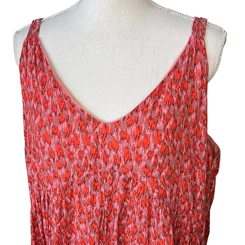Joie Bondi Tiered Sundress Maxi Midi Dress red cheetah print 100% cotton - Picture 4 of 10
